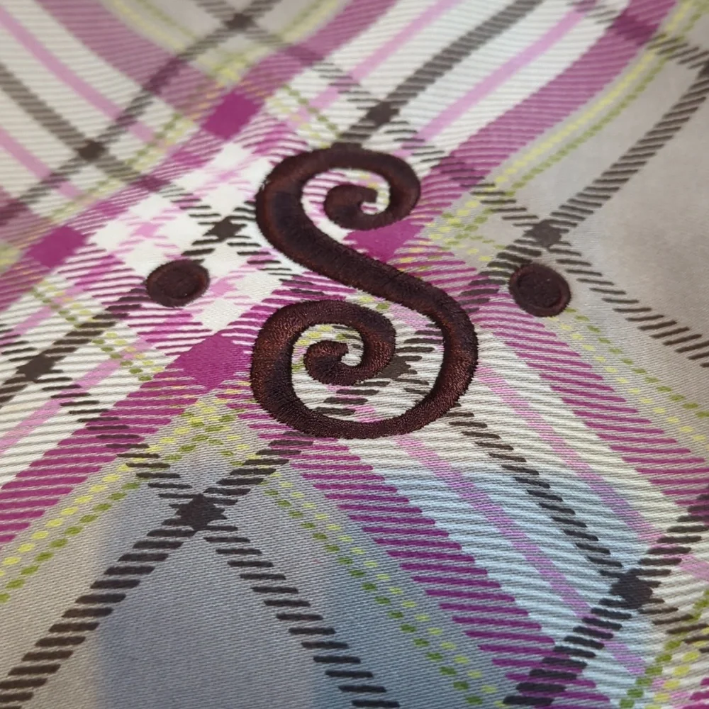 Thirty One Plaid Toiletry/Cosmetic Bag. Monogram Initial 'S